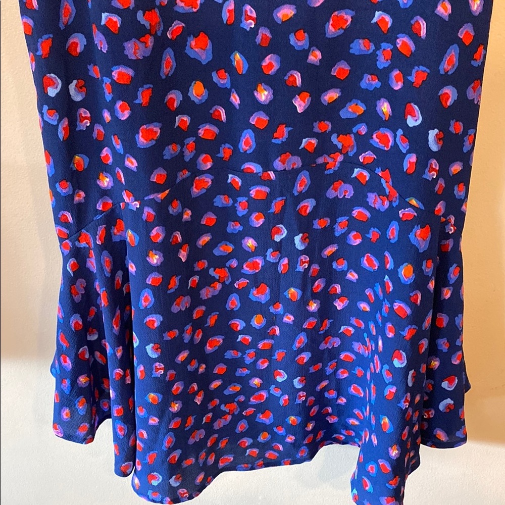 Ruffled Tiered Blue and Red Mini Sundress - Picture 4 of 5